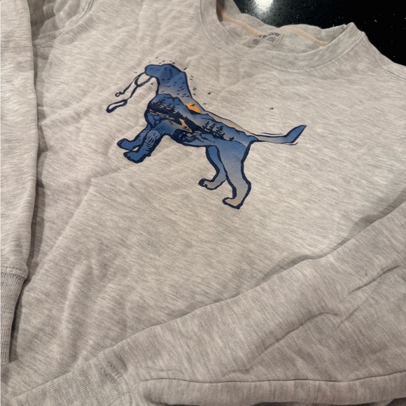 Life Is Good Heather Gray Sweatshirt with Blue Dog Design Macro Micro Dogscape - Picture 6 of 8